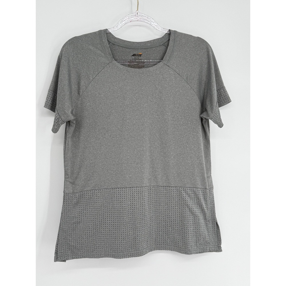 Avia Womens Heather Gray Perforated‎ Activewear Short Sleeve Tee Shirt Sz M 8-10
